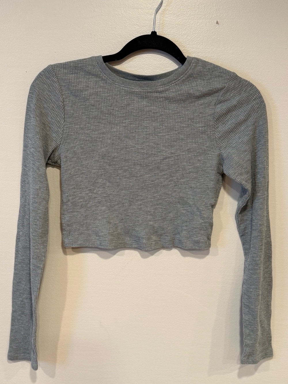 Wild Fable Heather Gray Waffle Knit Thermal Crop Top Women's XS